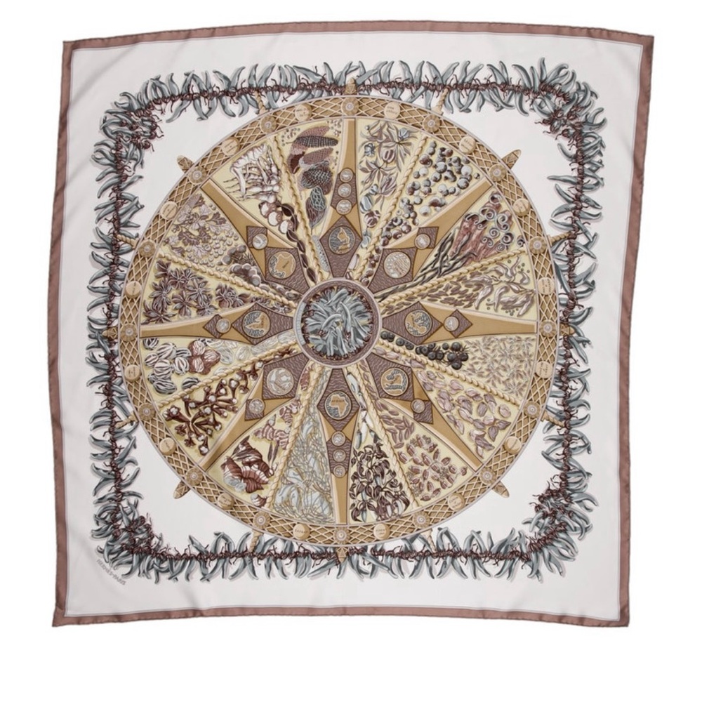 Hermes Aux Pays Des Epices Motif Silk Scarf with Intricate Design